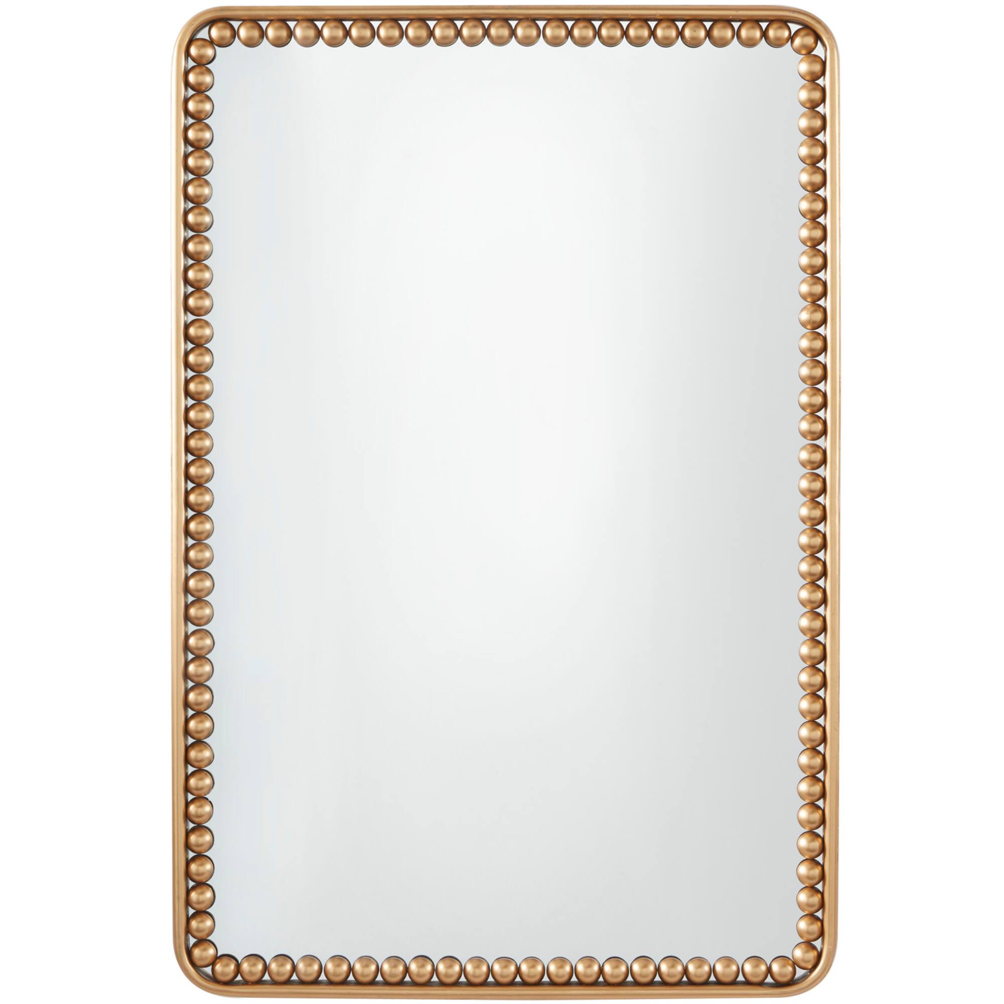 Gold Metal Wall Mirror with Beaded Detailing 24" x 2" x 36"